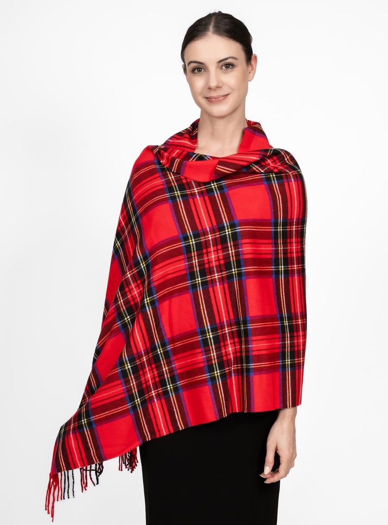 Achillea Oversized Cashmere Feel Scotland Scottish Tartan Plaid Scarf Shawl Wrap Winter Warm 80" x 30" (Royal Stewart Tartan) - Image 3